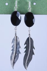 Onyx Feather Earrings
