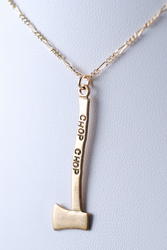Unique brass axe charm necklace.  : fun gifts necklace indie word charms