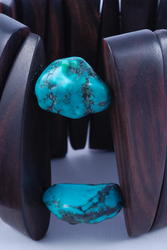 SALE! Wood and Turquoise Cuff