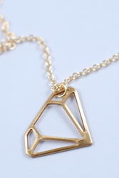 \#3 Brass diamond shaped charm necklace.