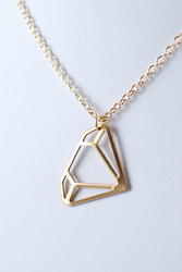Brass diamond shaped charm necklace. :  diamonds necklace cutout brass