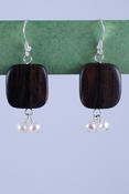 Wood and Pearl Earrings