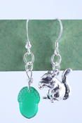 Squirrel and Glass Acorn Earrings